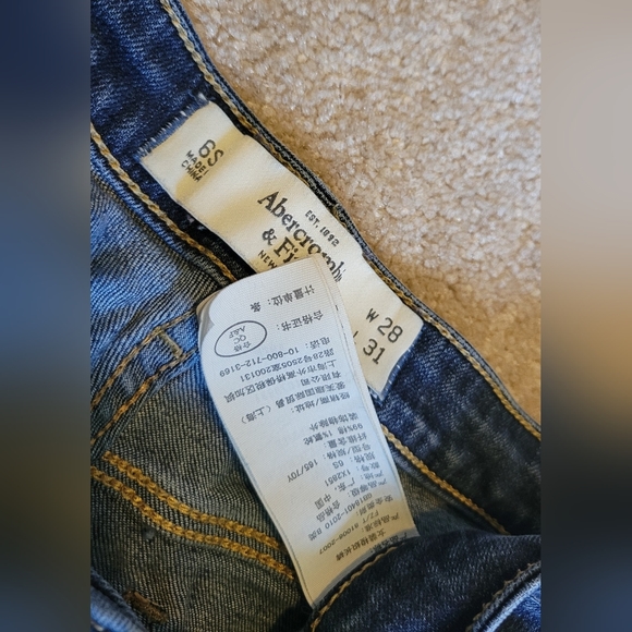 Abercrombie & Fitch blue distressed jeans womens size 6 S w28 L31 inseam 29"Dar - Picture 3 of 9
